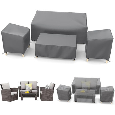 Outdoor Patio Furniture Covers Waterproof 4-piece Set, Heavy Duty Covers For Chairs, Loveseat And Coffee Table, Grey