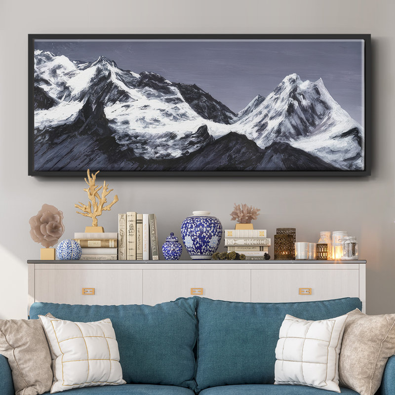 Moonlit Mountain Range I - Framed Canvas