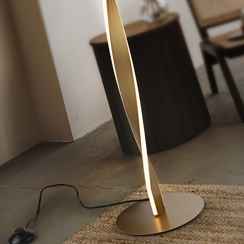 Darnesha 150cm LED Column Floor Lamp, Brushed Gold