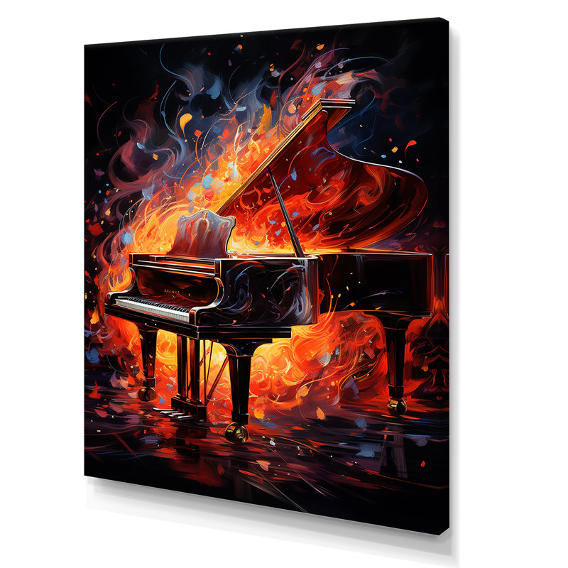 " Red Piano Pyrotechnics ", Wrapped Canvas, 44" H x 34" W