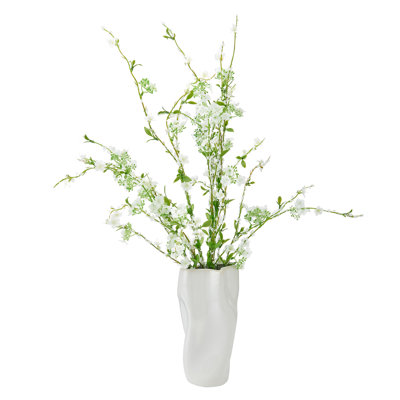 Elements Artificial White Flower Greenery, 25 Inch