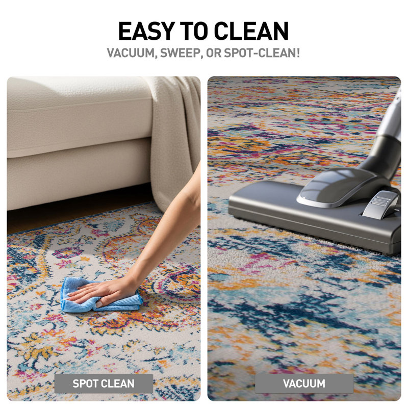 Beverly Oriental Orange/Blue/Cream Area Rug, Runner 2'7" x 10'