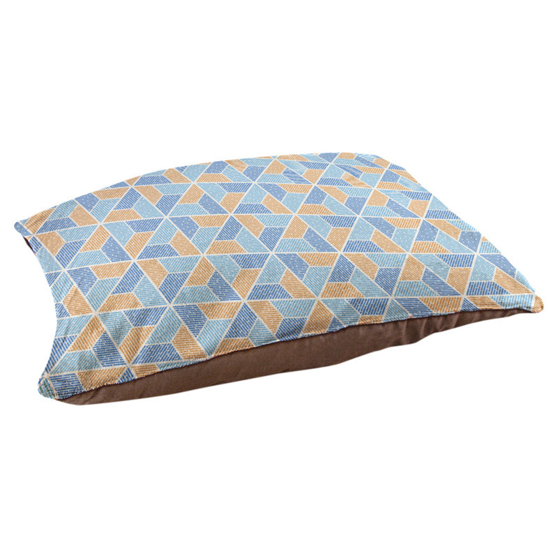 Coussin pour chien Byrge Trapezoids, Grand (l 40 po x P 30 po x H 32,5 po), Orange / bleu / cyan