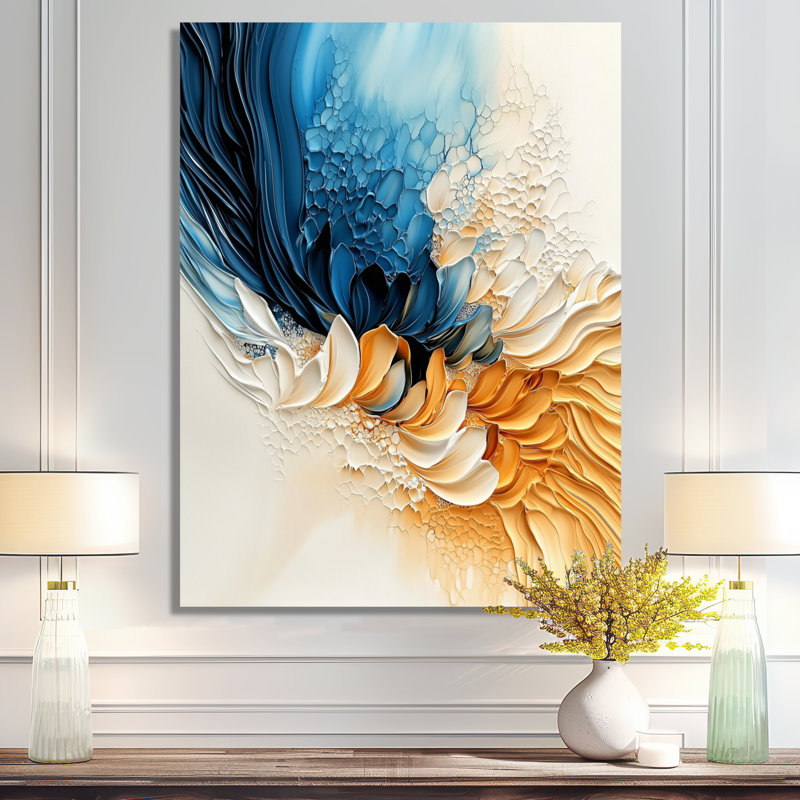 «Abstract Coastal Blue Echo Landscape I», décor métallique moderne, impression sur métal moderne