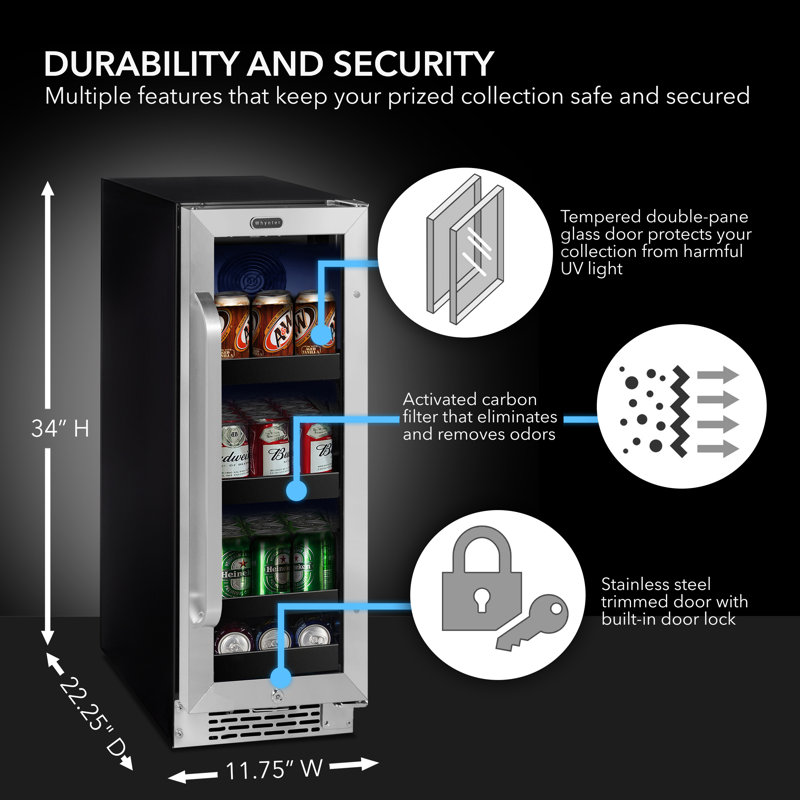 Whyter 12" width 75 Cans Stainless Steel Beverage Refrigerator with Digital Control
