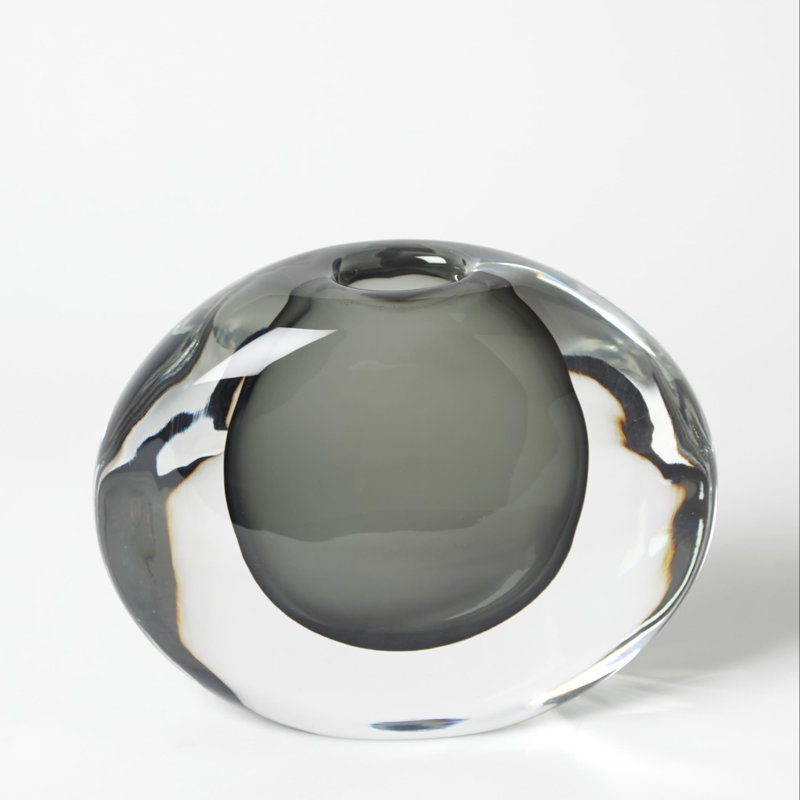 Offset Round Vase-Light Blue, Gray