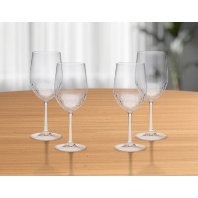 Set of Four Clear Tritan Plastic Stemmed All Purpose Wine Glass