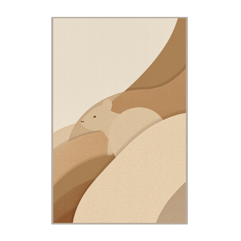 Machine Washable Osazee Quokka Scandinavian Rug in Beige – Beige Binding, 4 x 6