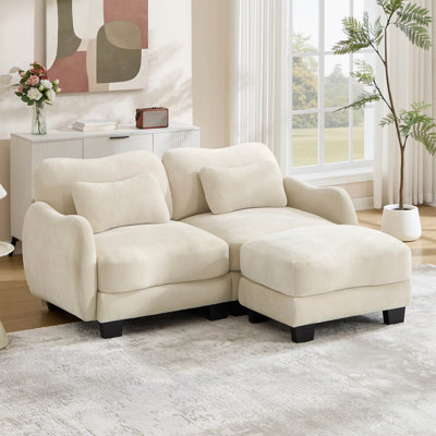 Canapé modulaire 70,8 po Curve Design avec repose-pieds mobile et 2 coussins décoratifs