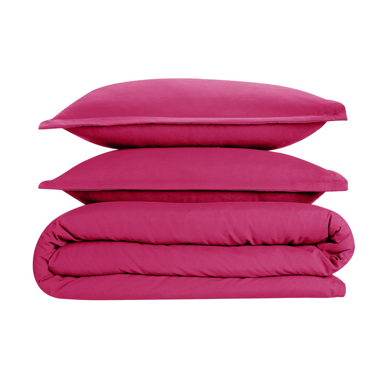 Kamiaya Plain Microfibre 200TC Reversible Duvet Cover Set, Kingsize Duvet Cover + 2 Pillowcases, Pink