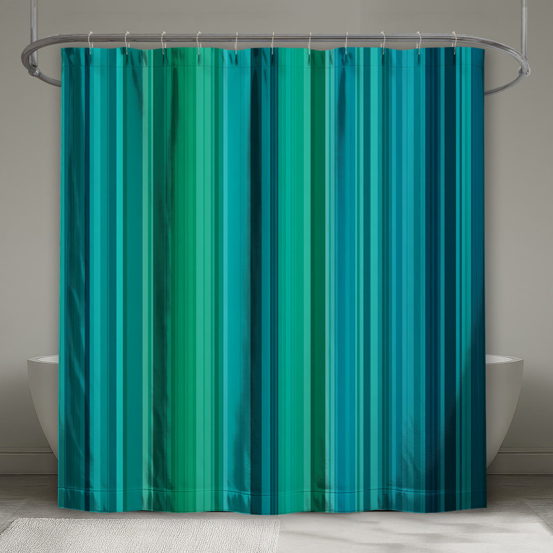 Rideau de douche à rayures bleues - Motif de décor de salle de bain moderne, L 70 po x H 72 po
