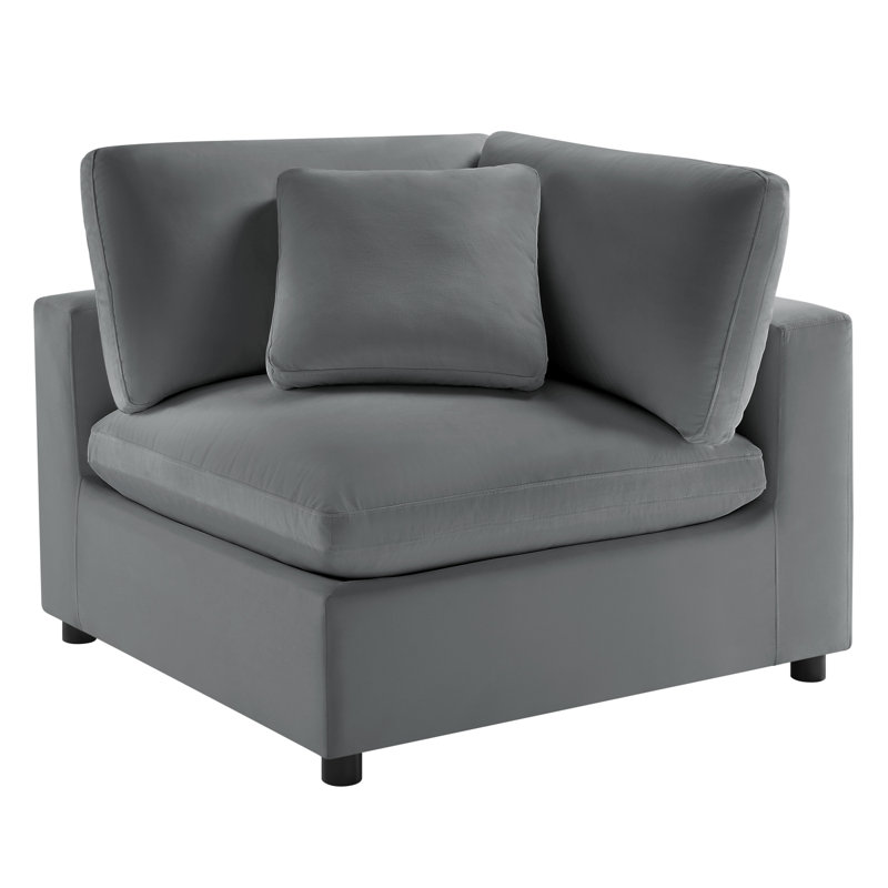 Caylie Corner Wedge Chair - Charcoal, Gray Polyester