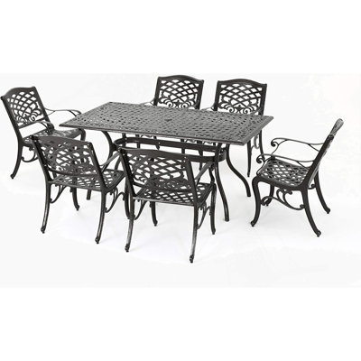6 - Person Metal Patio Dining Set with Rectangular Table