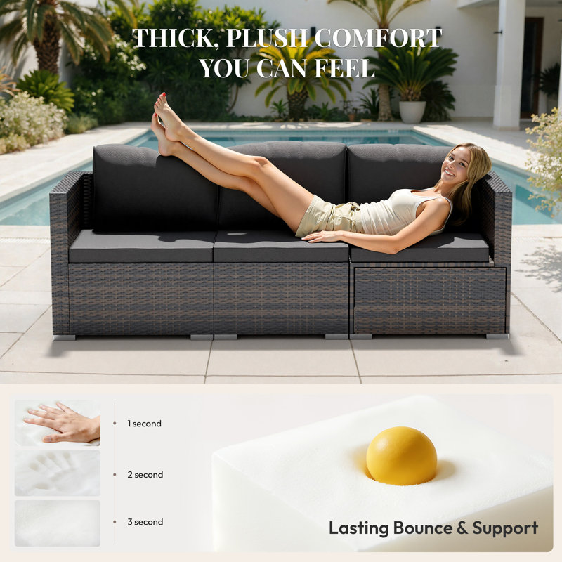  Patio Furniture Set- All-Weather, Thick Cushions & Wide Armrests -5 Piece Outdoor Patio Conversation Couch Sets, Wicker Rattan Outdoor Sectional Sofa for Garden, Patio, Poolside