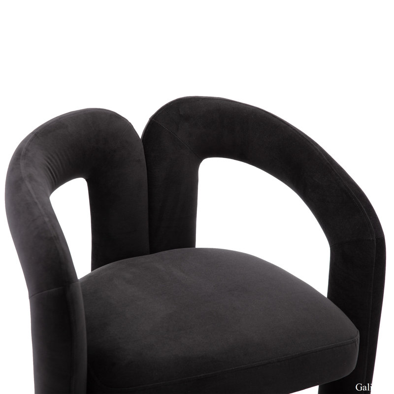 Fauteuil de 25,2 po de large Cahuilla, fauteuil de salon, fauteuil de lecture avec empreinte arrondie, Velours noir