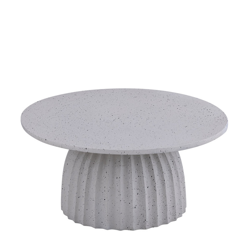 Aluminum Coffee Table W/Chisel Texture Base, White Top/Gray Base, 13" H x 28" L x 28" W