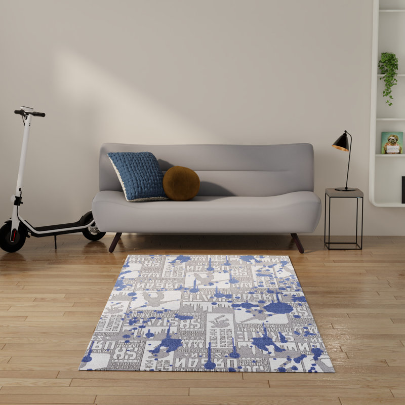  Imagination Machine Washable Blue Indoor Rug, Rectangle 3'5" x 5'