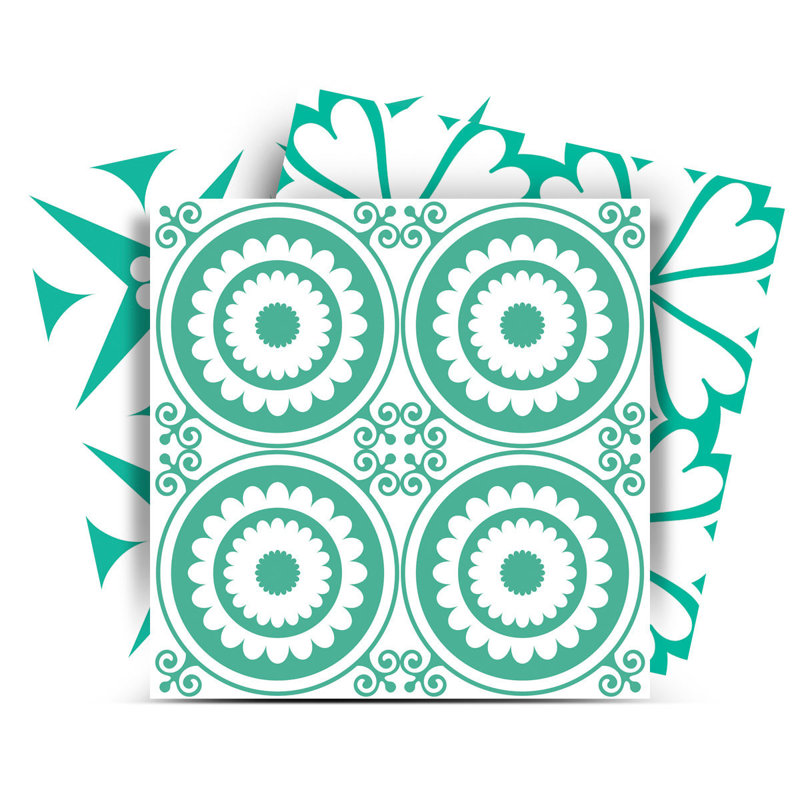 Carreaux amovibles pelez et collez vert clair et blanc 12 po x 12 po Geo