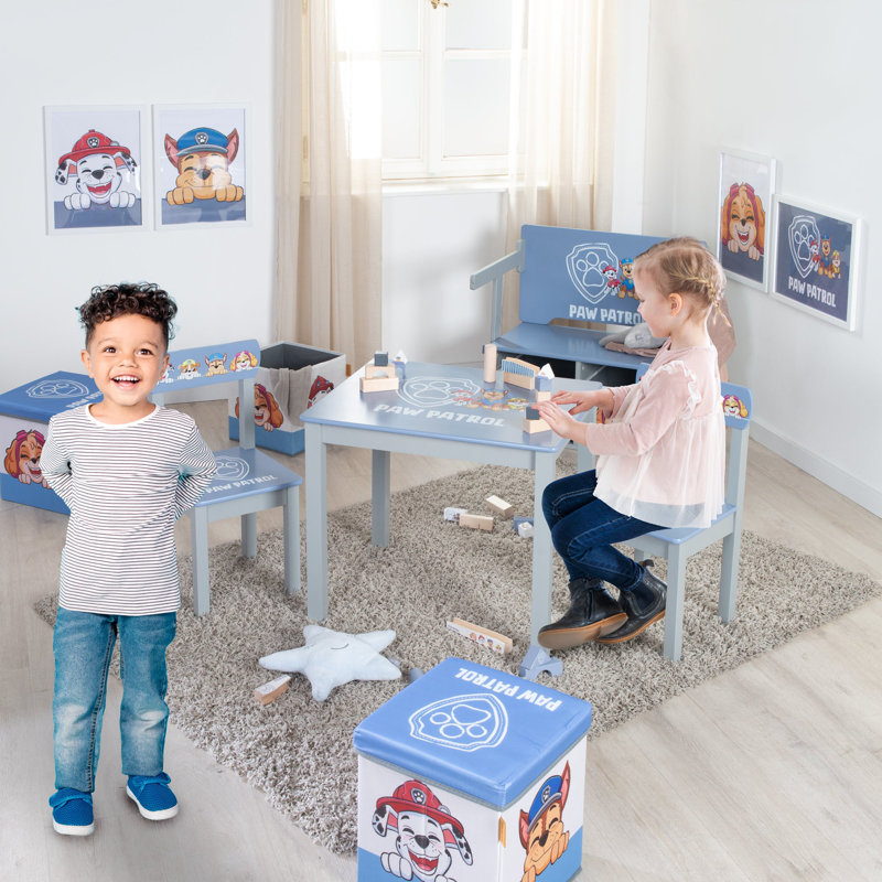 Paw Patrol Kids 2 Piece Solid Wood Rectangular Play Or Activity Table and Chair Set