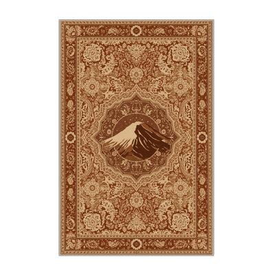 Machine Washable Orkan Mount Kilimanjaro Classic Oriental Rug in Brown – Beige Binding