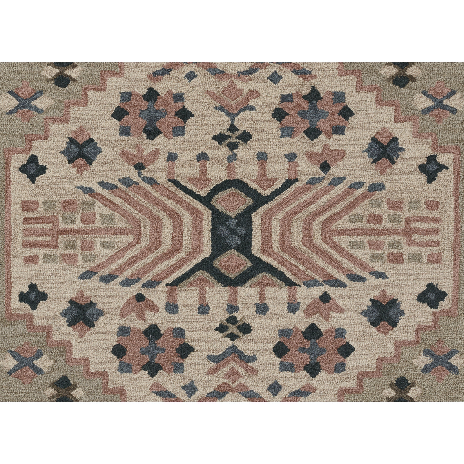Anine Gray Teal Hand-Tufted Southwestern Wool Rug, Rectangle 9' x 12'