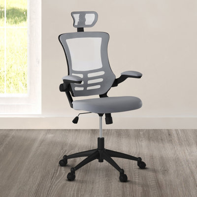 Modern High-Back Mesh Executive Office Chair With Headrest And Flip-Up Arms, Desk Chair