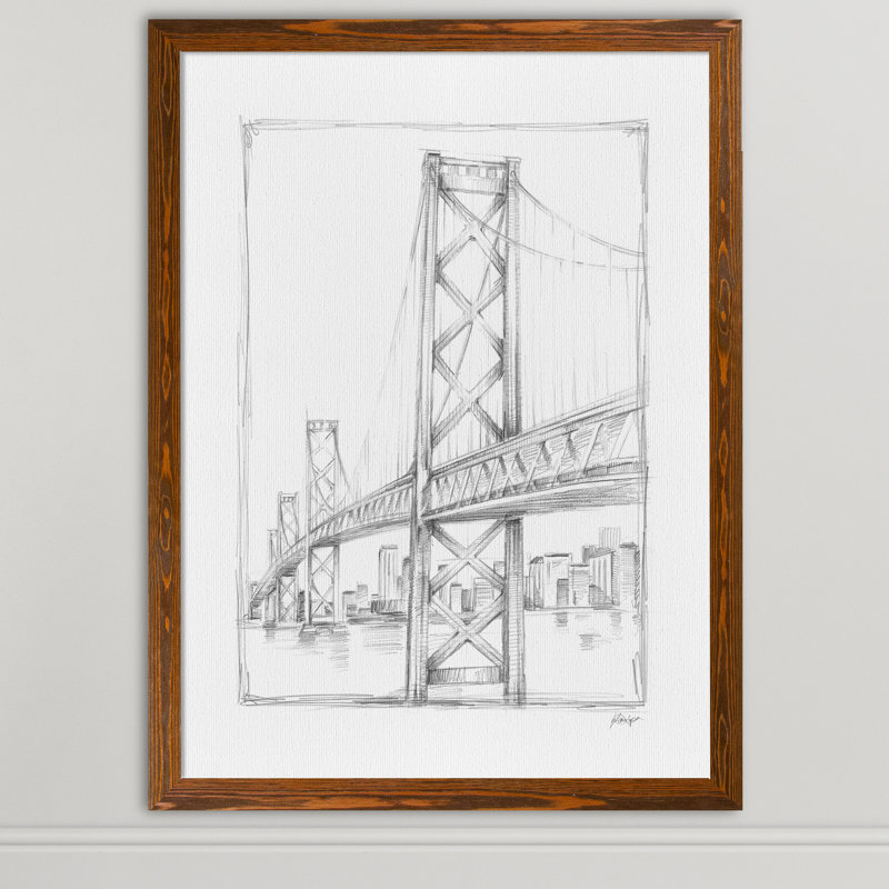 «Suspension Bridge Study II» par Paul Cezanne - reproduction d'art encadrée, H 30 po x l 22 po x P 2 po
