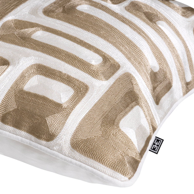 Housse et insert de coussin carré en rayonne / viscose Cerva, Beige / Blanc
