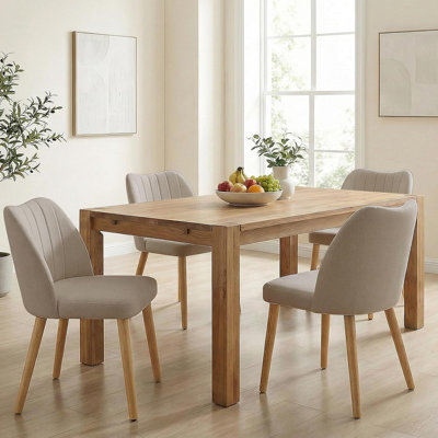 Modern Wooden Dining Chairs, Dining Room Chairs with Wood Legs, Upholstered Dining Chairs
