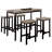 5 Pc Counter Height Table Set Two Tone Design Black Gray Dining Chairs Sturdy Metal Construction PVC Table Top Dining Room Furniture