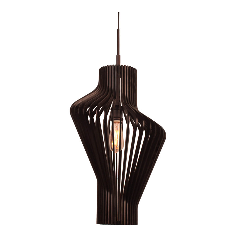 Luminaire suspendu géométrique 1 lumière Brogden, Wengé, Bronze, H 14,5 po x l 9,5 po x P 9,5 po