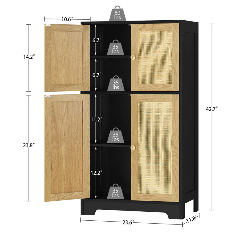 Bernovich Freestanding Bathroom Cabinet, Natural/Black