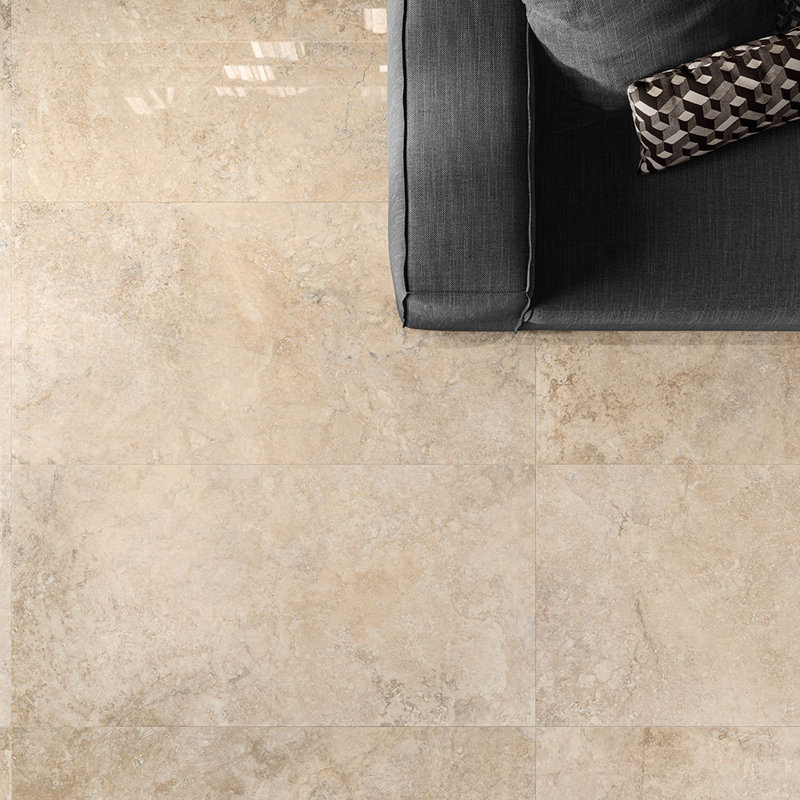 Travertin Traversine 24 x 48 mat Travino , Beige poli
