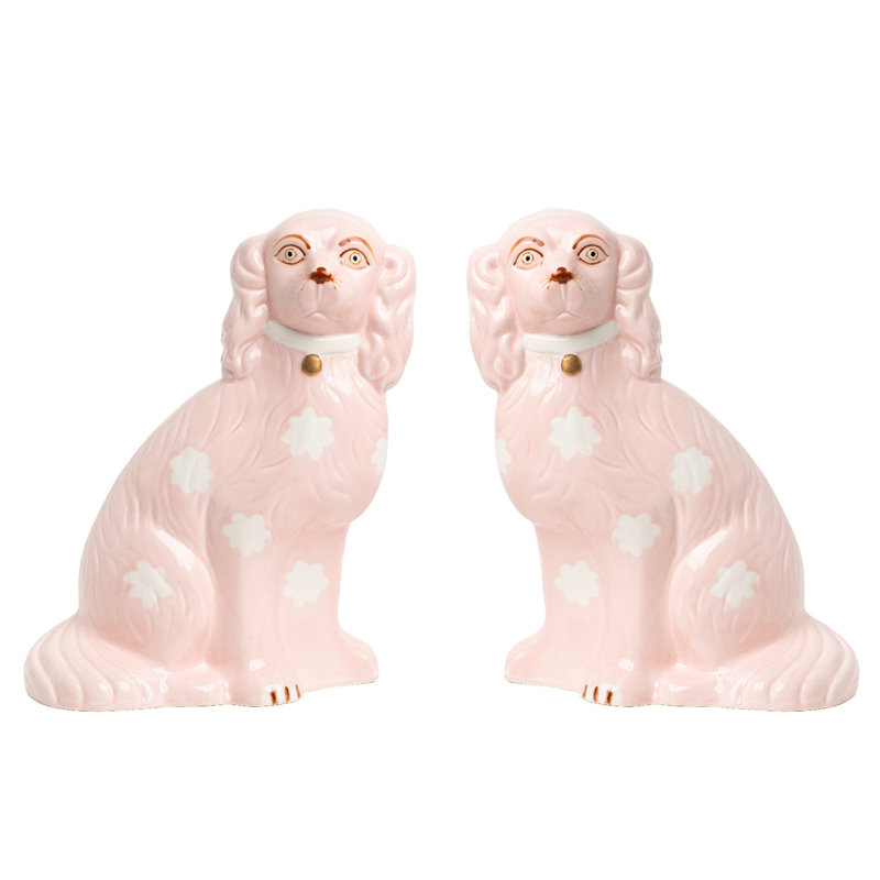 Pale Staffordshire Dogs Medium, 11" H x 6" W x 6" D, Pink
