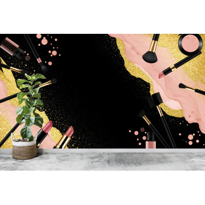 Papier peint pour salon de beauté, fresque murale pour salon, papier peint cils, décor de bureau, autocollant mural commercial, art mural pour bureau 599RS (adhésif) RS599