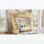 Lit mezzanine simple en bois massif avec garde-robe intégrée, rangement et tablettes à côté, garde-corps pleine longueur et escalier, aucun sommier nécessaire, naturel-1076234578-1076234579