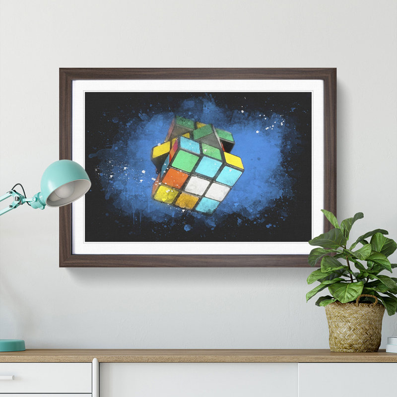 The Rubik Cube - Picture Frame Graphic Art Print, 62cm H x 87cm W x 2cm D, Walnut Framed