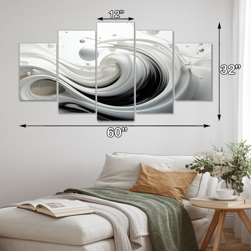 5 pièces d'art sur toile, H 32 po x l 60 po
