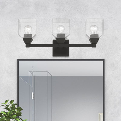 Éclairage pour meuble-lavabo à 3 lumières à intensité variable noir / nickel brossé Ashanni
