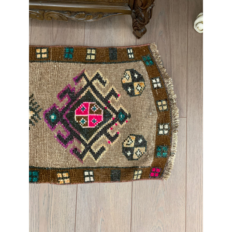 Tapis en laine rustique brun 19,7 x 39,4 po