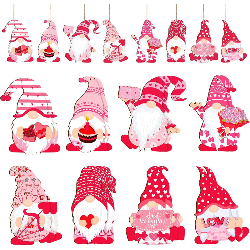 Ornements en bois de gnome de la Saint-Valentin 40 pièces