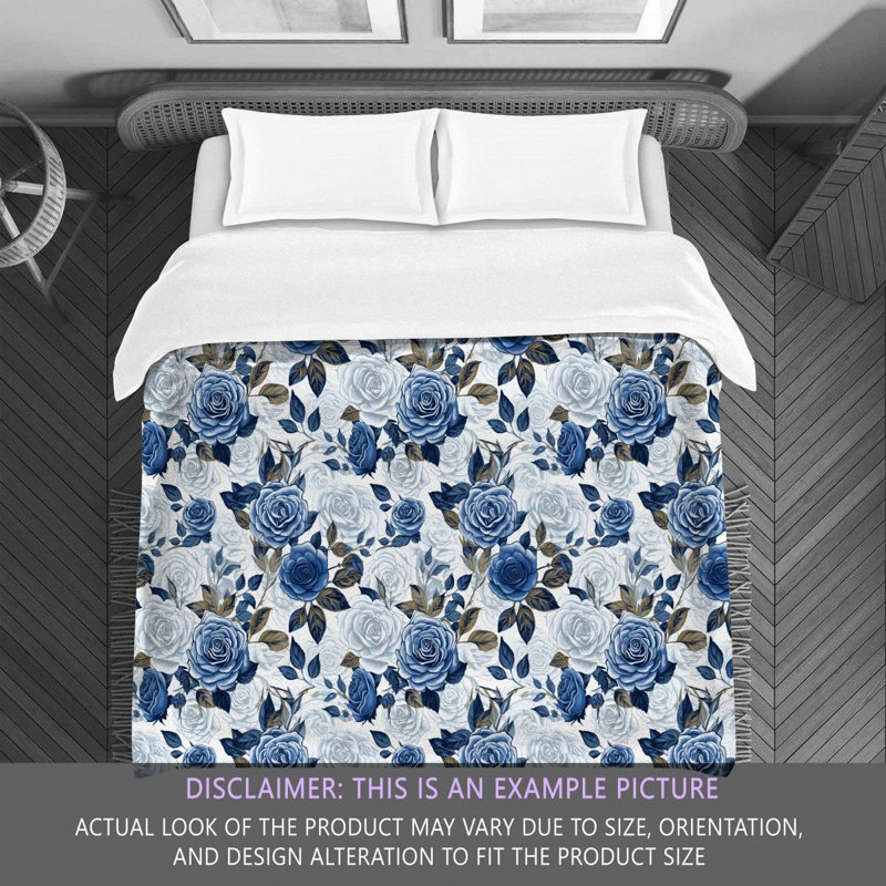 Machine Printed Comforter, King Comforter, Blue/Silver