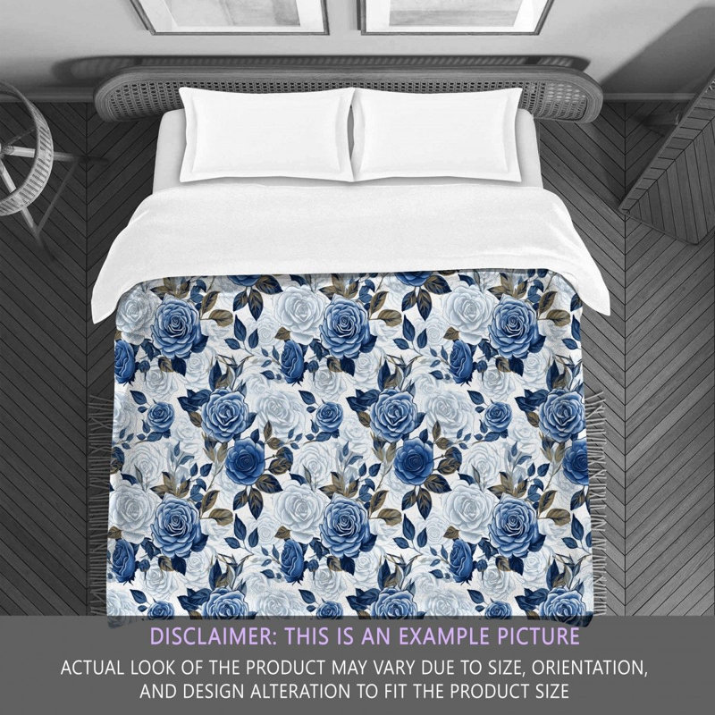 Polyester Machine Printed Comforter, Queen Comforter, Blue/Silver