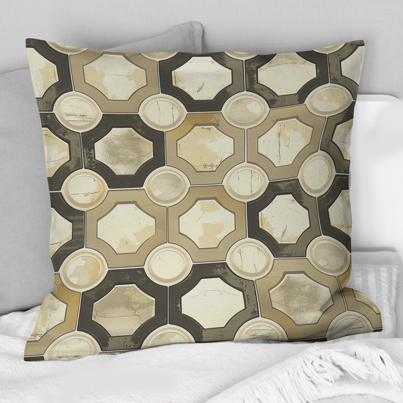 Coussin décoratif gris Mid-Century gris beige, H 16 po x l 16 po