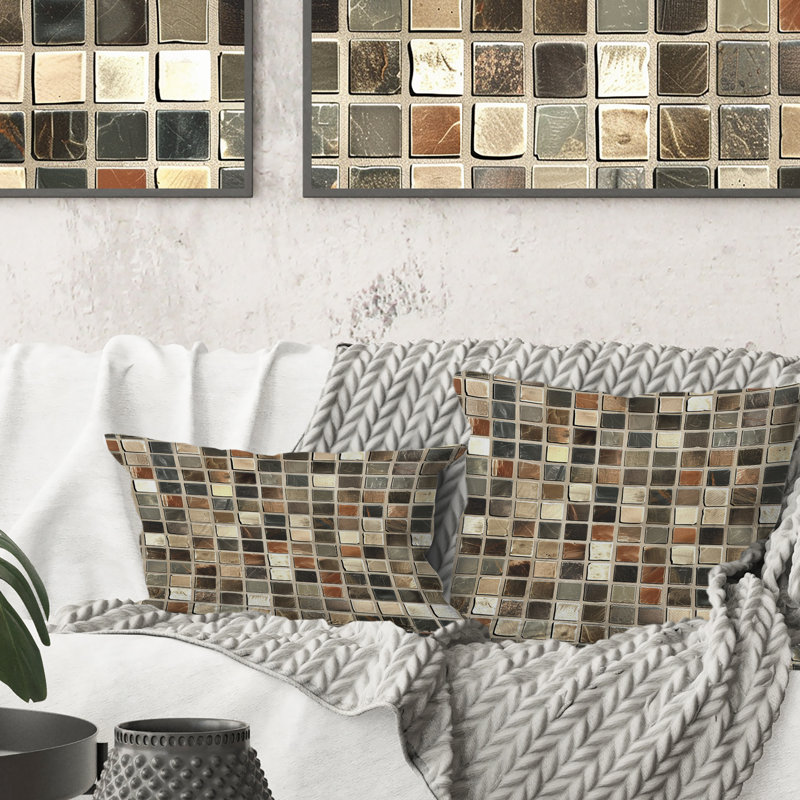 Carreaux de mosaïque brun et beige II - Coussin lombaire moderne