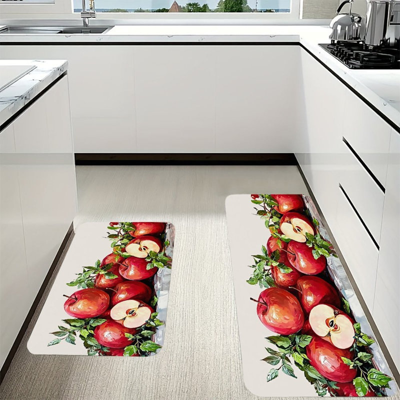 Ensemble de 2 tapis de cuisine Red Apple