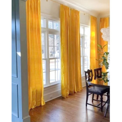 Canary Silk Dupioni Thermal Blackout Pinch Pleated Curtain Panel