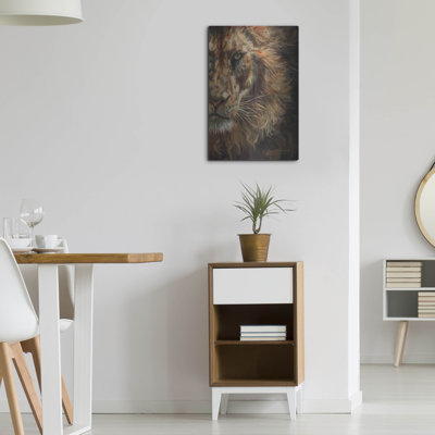 «Lion Half Face2» par David Stribble, art mural en métal, 24 po x 36 po