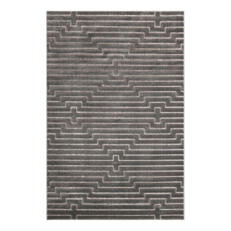 Latitude Run® Mirage Nikica Rug Gray and Silver, Rectangle 6'1" x 9'