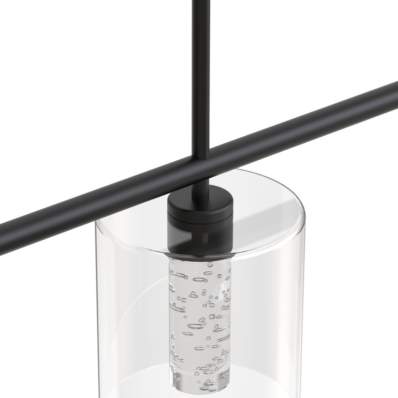 3-Light LED Kitchen Island Pendant Lighting With Remote Control, Matte Black